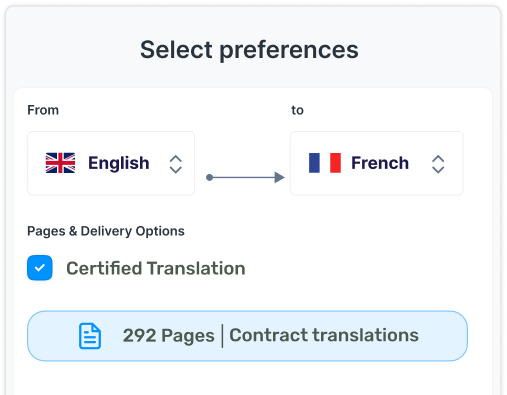 Rapid Translate graphic of a translation preferences UI screen from a check out flow.